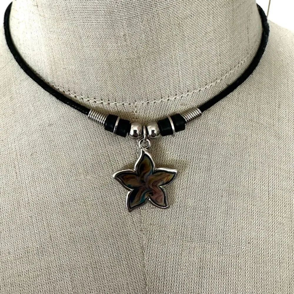 Star Pendantβblack Cord Necklace